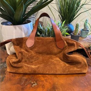 Brown Suede Tote Bag